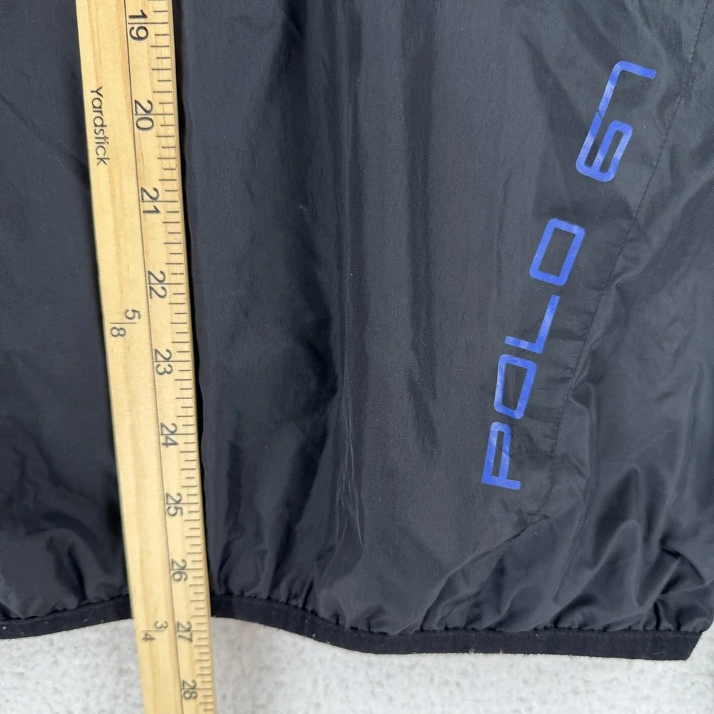 Polo Ralph Lauren Jacket Mens Medium Black‎ Hooded Zip Nylon Windbreaker Polo 67